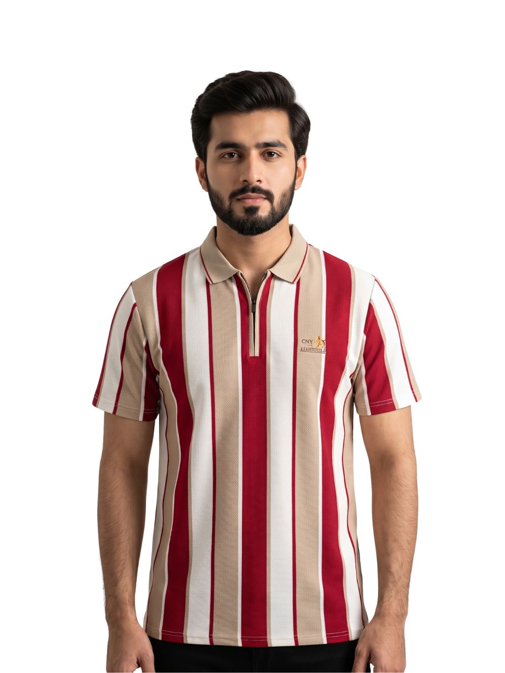 Striped Half-Zip Polo