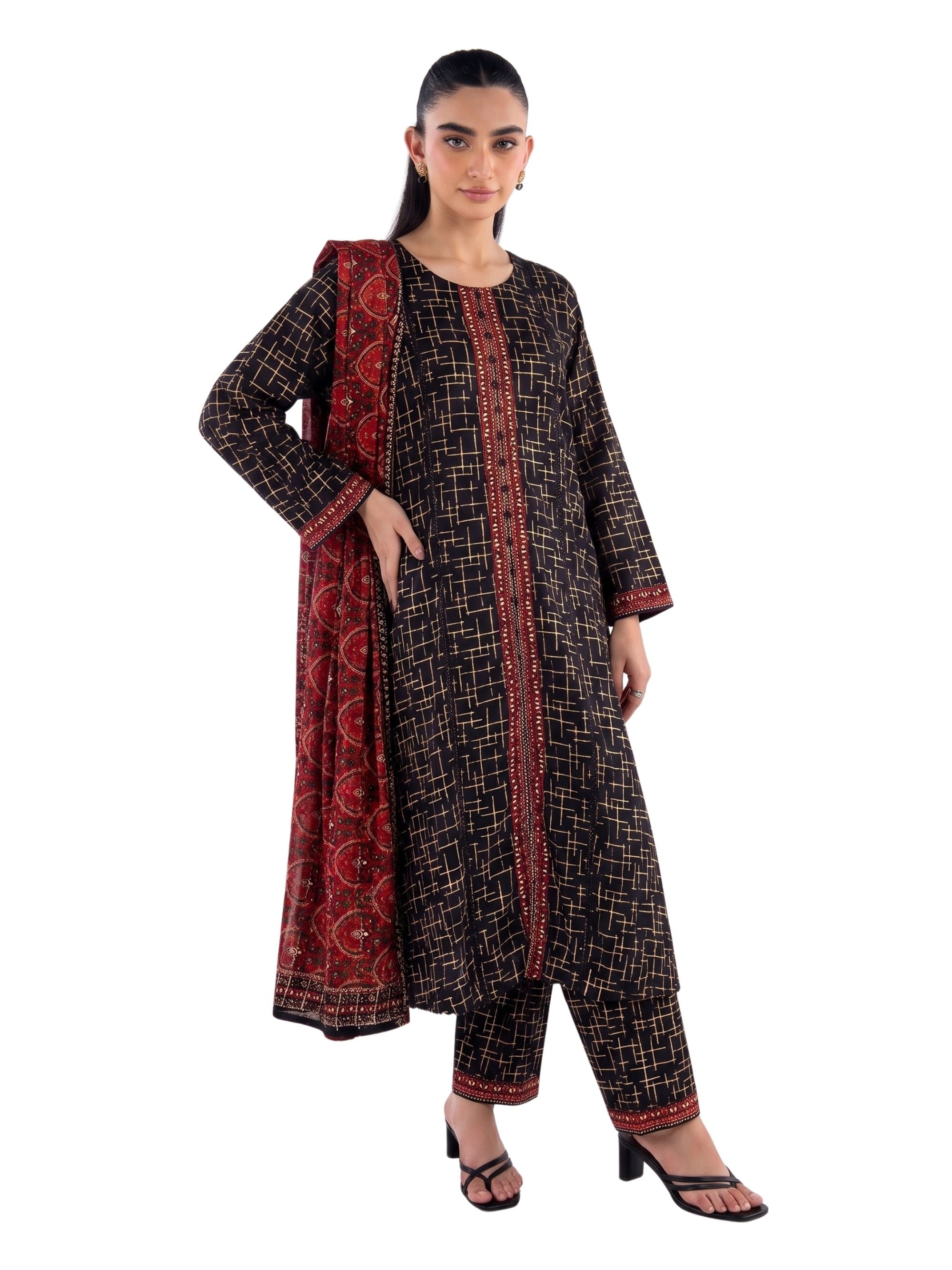 Embroidered 3 Piece Suit
