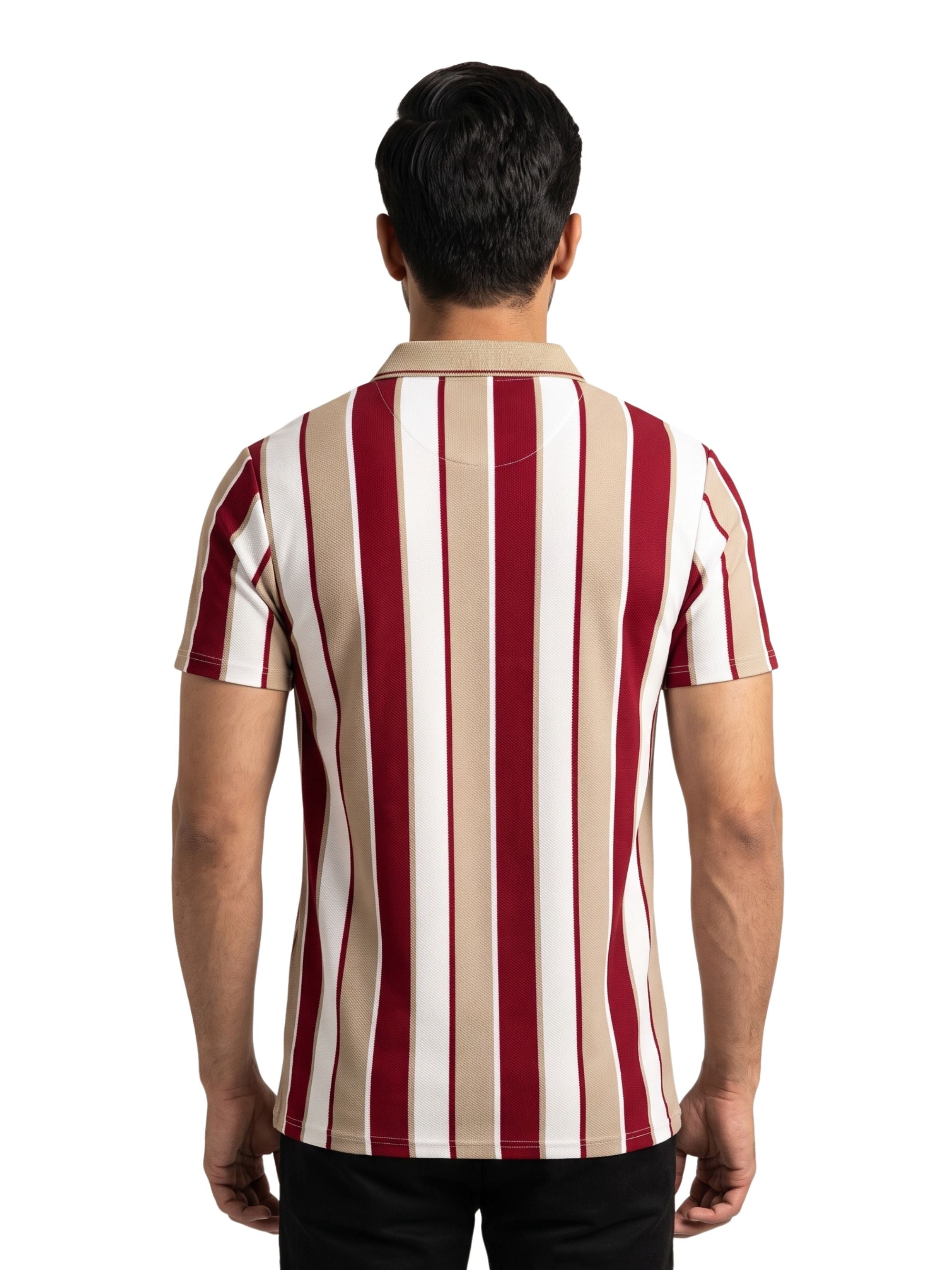 Striped Half-Zip Polo