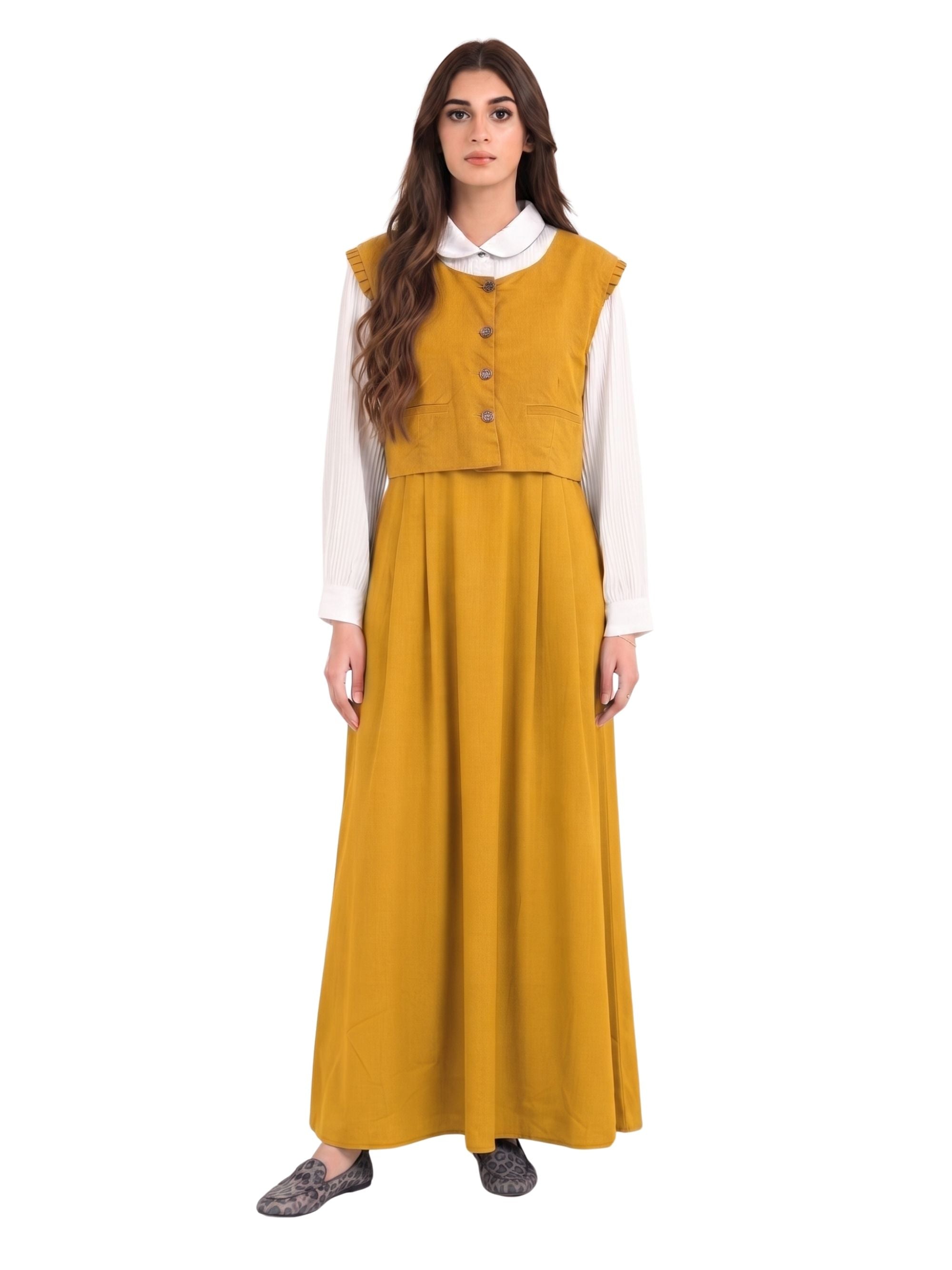 Button-Front Pinafore Dress