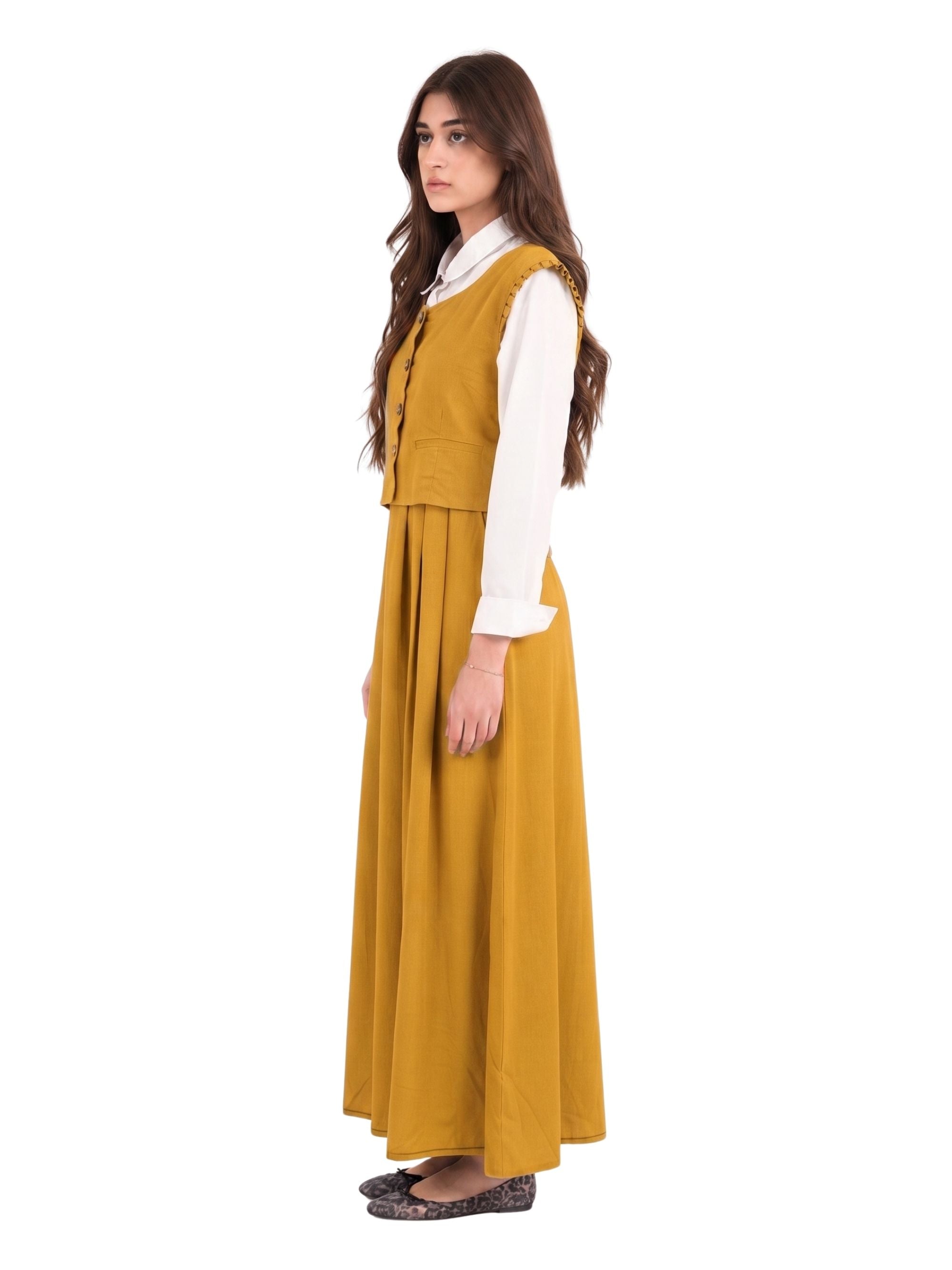 Button-Front Pinafore Dress