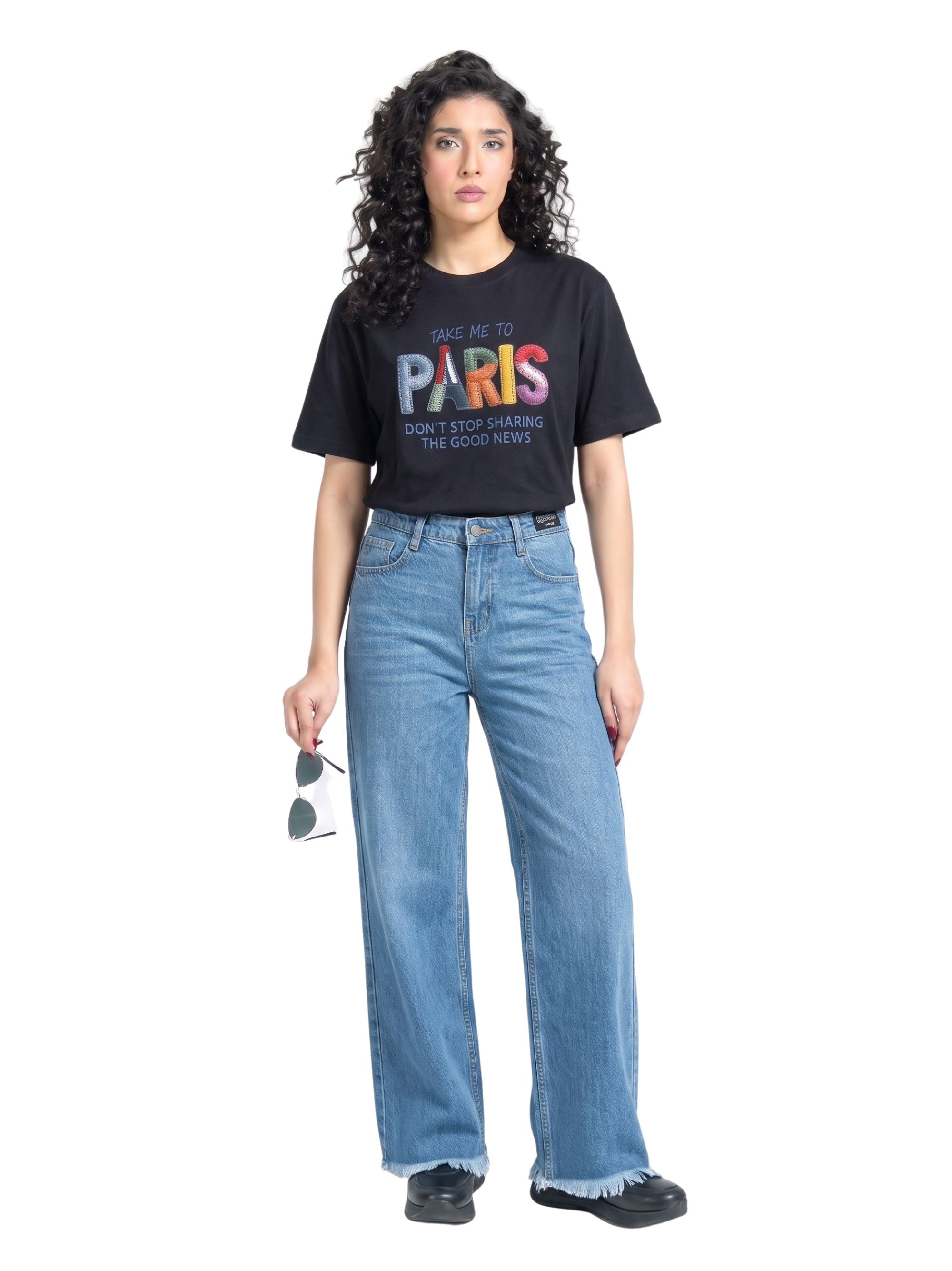 Frayed Wide-Leg Jeans