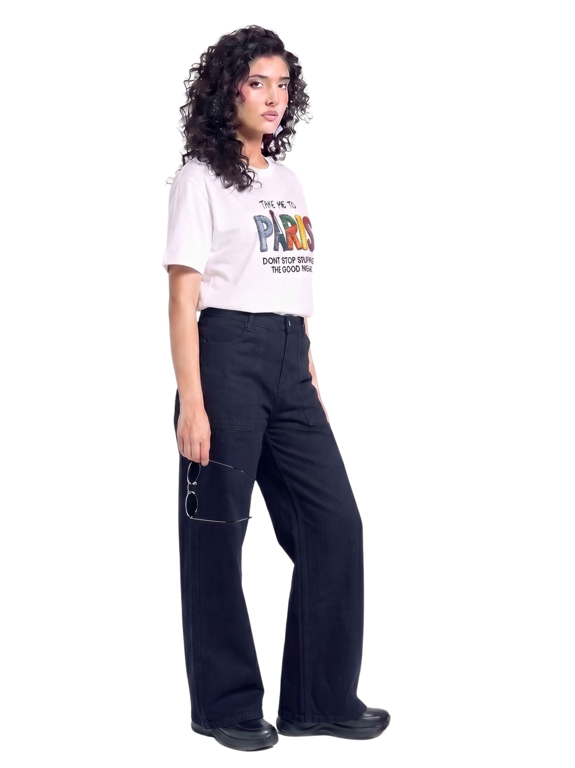 Wide-Leg Utility Jeans