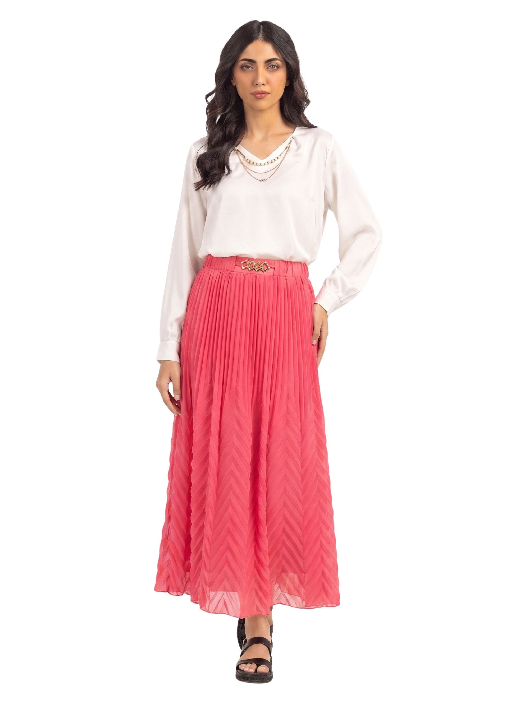 Pleated Maxi Skirt