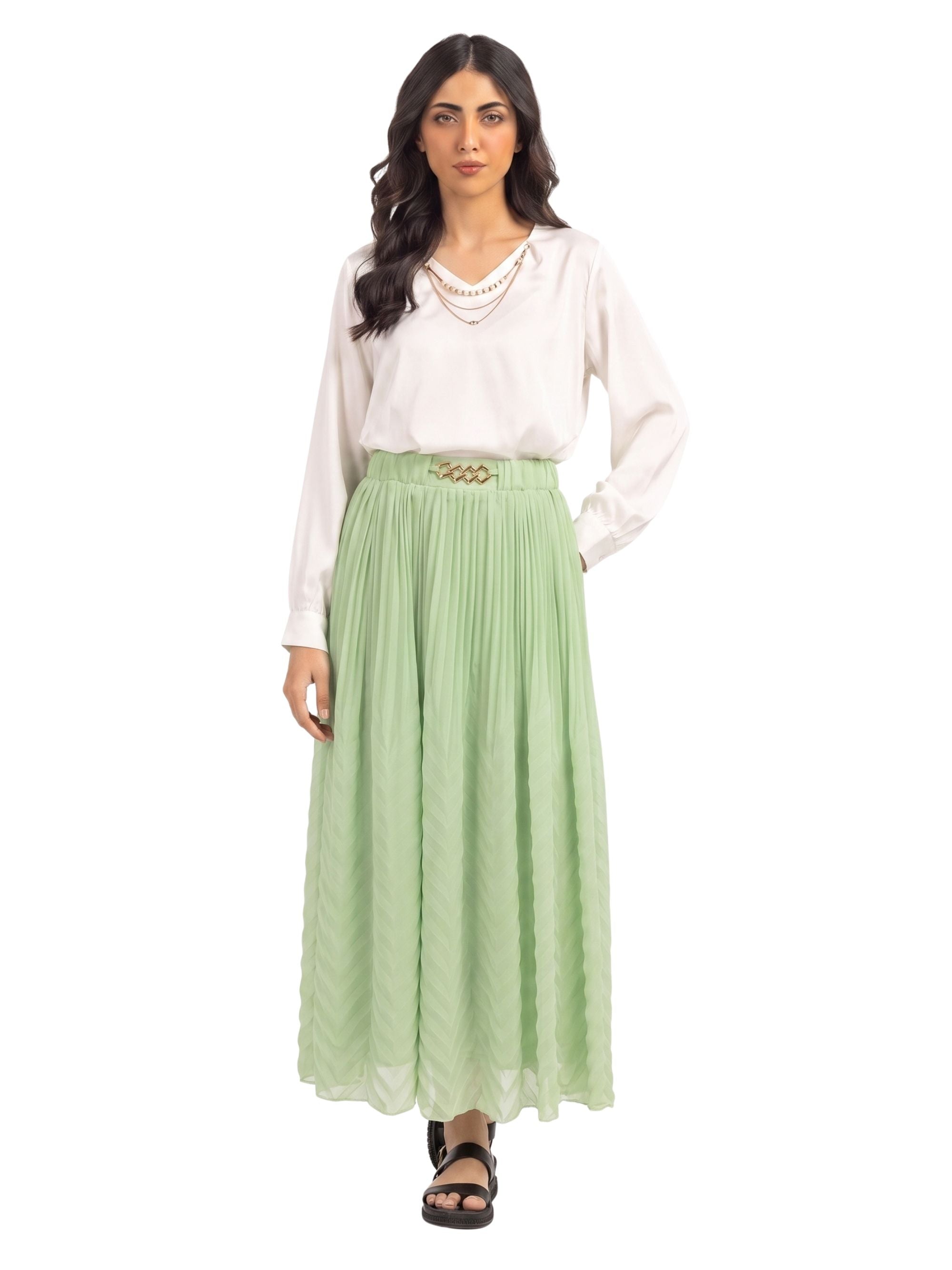 Pleated Maxi Skirt