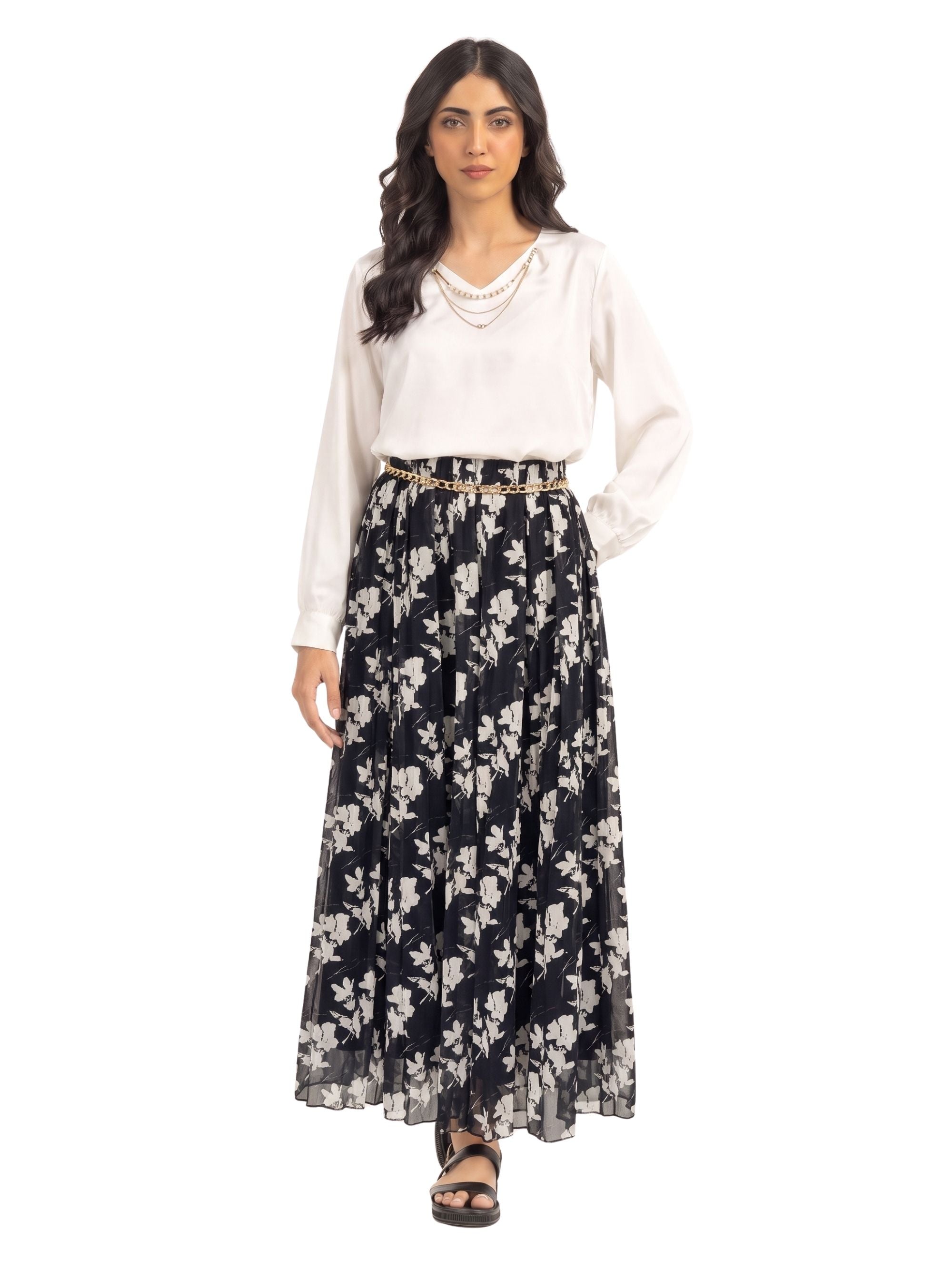 Pleated Floral Maxi